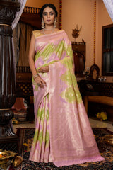 Incomparable Green Linen Cotton Silk Saree With Elaborate Blouse Piece - Colorful Saree