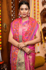 Invaluable Pink Soft Banarasi Silk Saree With Lagniappe Blouse Piece - Colorful Saree