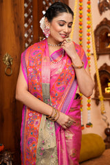 Invaluable Pink Soft Banarasi Silk Saree With Lagniappe Blouse Piece - Colorful Saree