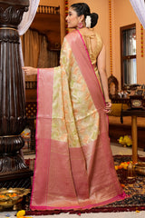 Prettiest Pista Organza Silk Saree With Twirling Blouse Piece - Colorful Saree