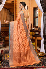 Ideal Peach Soft Banarasi Silk Saree With Admirable Blouse Piece - Colorful Saree