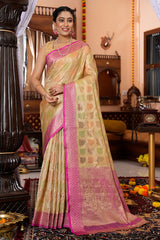 Mesmeric Pista Organza Silk Saree With Flamboyant Blouse Piece - Colorful Saree