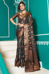 extravagant Black Soft Banarasi Silk Saree With Murmurous Blouse Piece - Colorful Saree