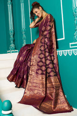 Inspiring Purple Soft Banarasi Silk Saree With Fairytale Blouse Piece - Colorful Saree