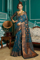 Desirable Rama Soft Banarasi Silk Saree With Most Stunning Blouse Piece - Colorful Saree