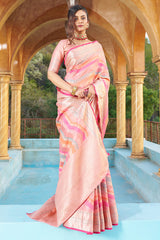 Magnificat Pink Organza Silk Saree With Delightful Blouse Piece - Colorful Saree