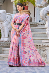 Innovative Pink Pashmina saree With Sophisticated Blouse Piece - Colorful Saree