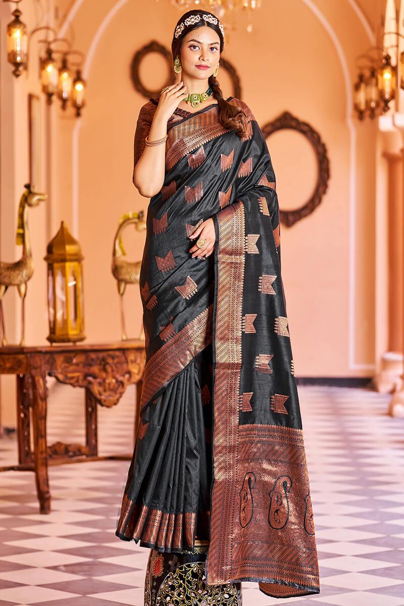 Admirable Black Soft Banarasi Silk Saree With Adorable Blouse Piece - Colorful Saree