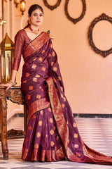 Glorious Purple Soft Banarasi Silk Saree With Glowing Blouse Piece - Colorful Saree