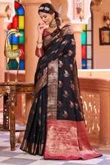 Flameboyant Black Soft Banarasi Silk Saree With Desirable Blouse Piece - Colorful Saree