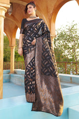 Gratifying Black Soft Banarasi Silk Saree With Felicitous Blouse Piece - Colorful Saree