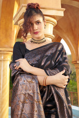 Gratifying Black Soft Banarasi Silk Saree With Felicitous Blouse Piece - Colorful Saree