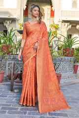 Radiant Orange Pashmina saree With Chatoyant Blouse Piece - Colorful Saree