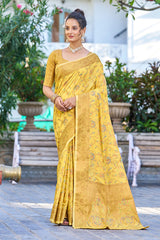 Delightful Yellow Pashmina saree With Seraglio Blouse Piece - Colorful Saree