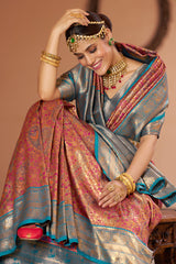 Inspiring Multicolor Kanjivaram Silk Saree With Luxuriant Blouse Piece - Colorful Saree