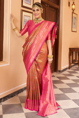 Sempiternal Multicolor Kanjivaram Silk Saree With Serendipity Blouse Piece - Colorful Saree