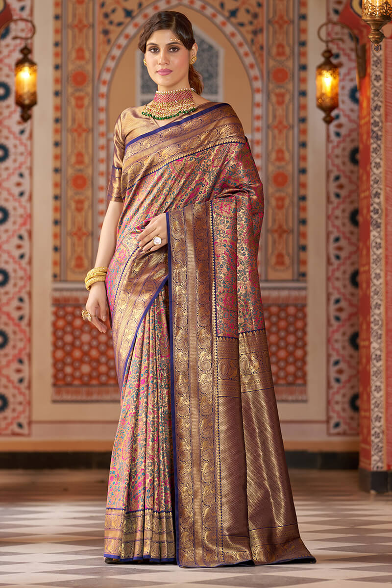 Twirling Multicolor Kanjivaram Silk Saree With Mellifluous Blouse Piece - Colorful Saree