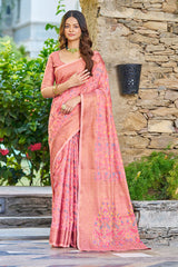 Super classy Pink Pashmina saree With Exuberant Blouse Piece - Colorful Saree