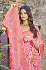 Super classy Pink Pashmina saree With Exuberant Blouse Piece - Colorful Saree