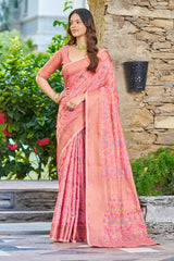 Super classy Pink Pashmina saree With Exuberant Blouse Piece - Colorful Saree