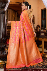 Flaunt Pink Kanjivaram Silk With Smashing Blouse Piece - Colorful Saree