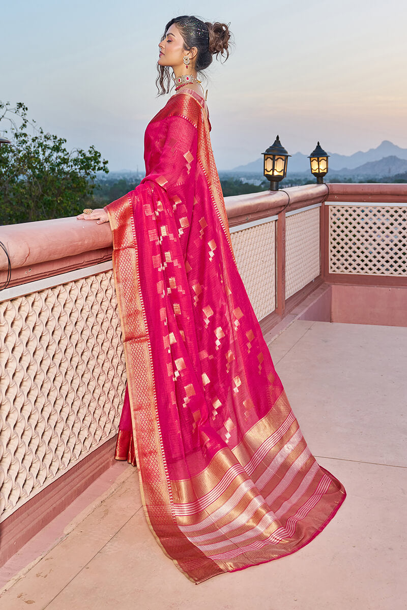 Incomparable Dark Pink Soft Silk Saree with Most Flattering Blouse Piece - Colorful Saree