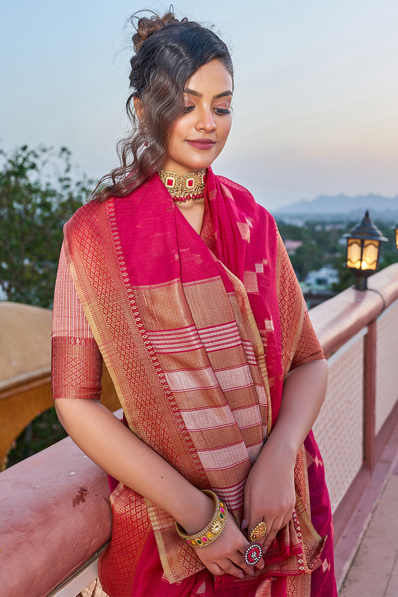 Incomparable Dark Pink Soft Silk Saree with Most Flattering Blouse Piece - Colorful Saree