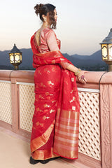 Unequalled Red Soft Silk Saree with Ideal Blouse Piece - Colorful Saree
