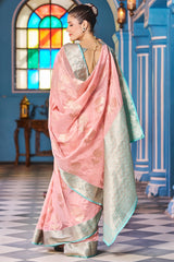 Seraglio Baby Pink Organza Silk Saree With Vestigial Blouse Piece - Colorful Saree