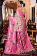 Blooming Baby Pink Paithani Silk Saree With Surpassing Blouse Piece - Colorful Saree