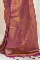 Marvellous Purple Kanjivaram Silk Saree With Engaging Blouse Piece - Colorful Saree