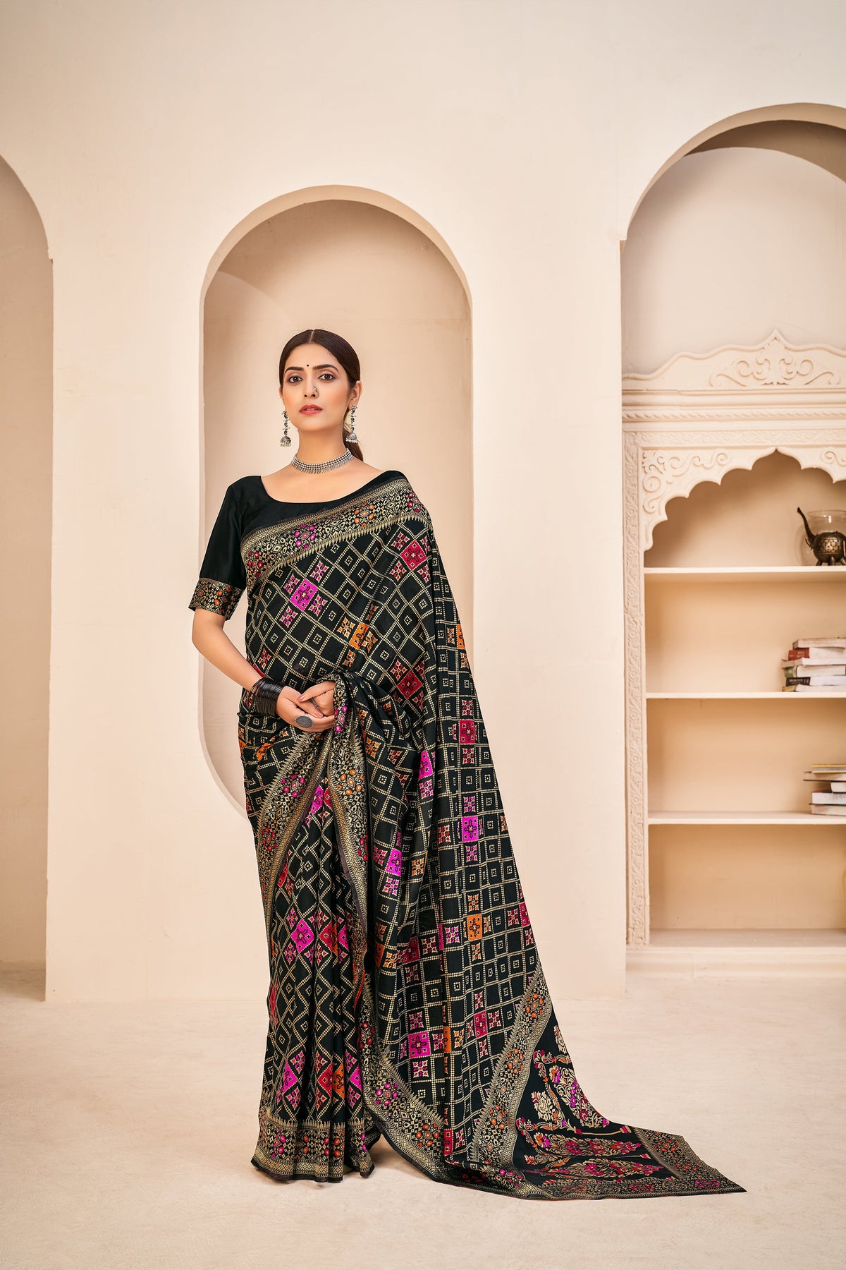 Black Festive Wear Banarasi With Patola Woven Banarasi Silk Saree - Colorful Saree