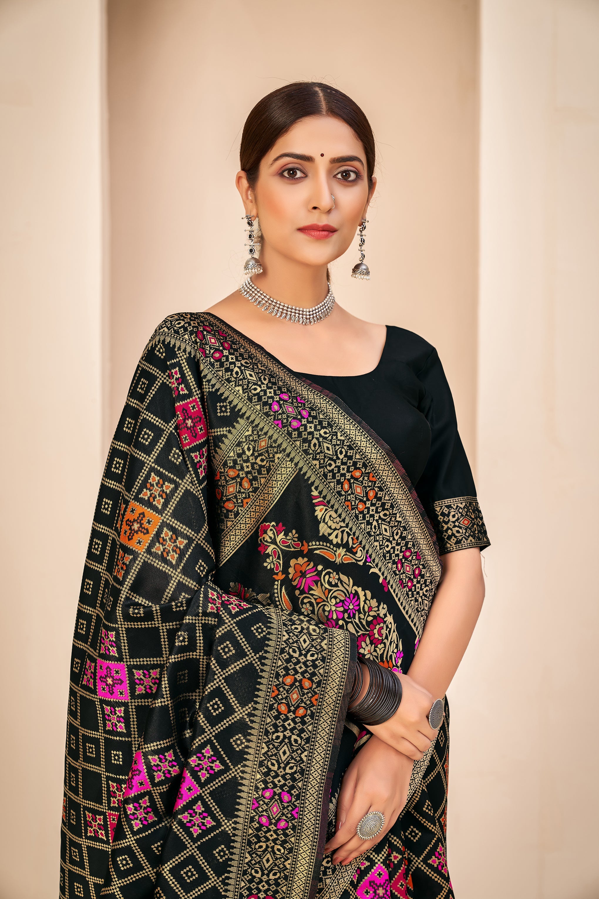 Black Festive Wear Banarasi With Patola Woven Banarasi Silk Saree - Colorful Saree