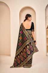 Black Festive Wear Banarasi With Patola Woven Banarasi Silk Saree - Colorful Saree