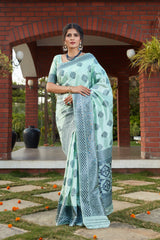 Blue Art Banarasi Silk Woven Saree With Blouse - Colorful Saree