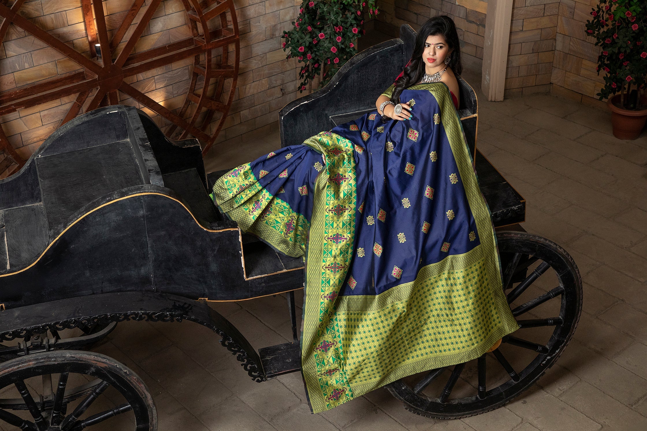 Blue Banarasi Silk Traditional Saree With Blouse Piece - Colorful Saree