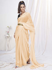 Classy Cream Pre-Stitched Blended Silk Saree - Colorful Saree