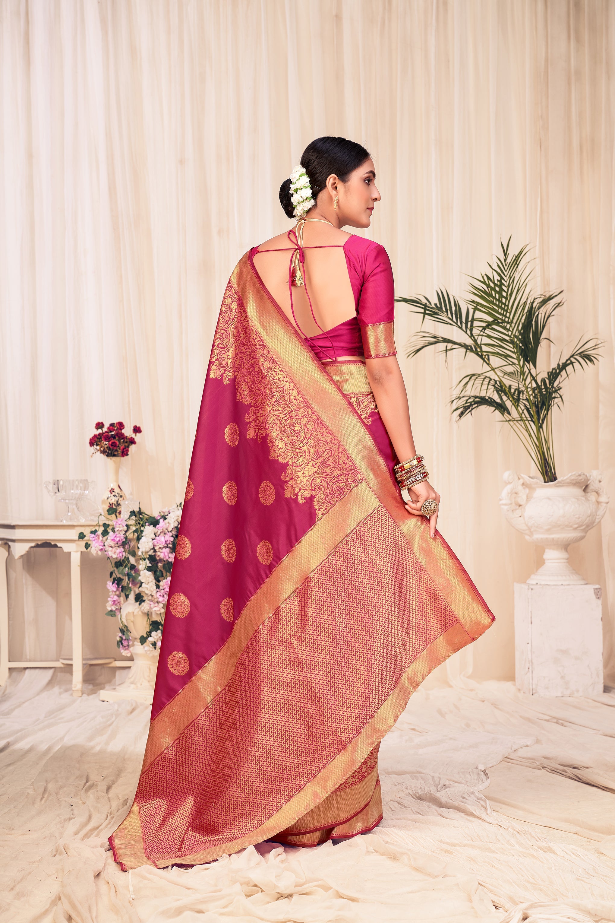 Dark Pink Festive Wear Woven Banarasi Silk Saree - Colorful Saree