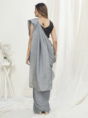 Dove Grey Ready to Wear One Minute Saree In Satin Silk - Colorful Saree