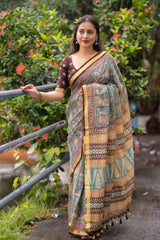 Elegant Women's Soft Kota Silk Printed Saree with Weaving Pattu Border - Colorful Saree