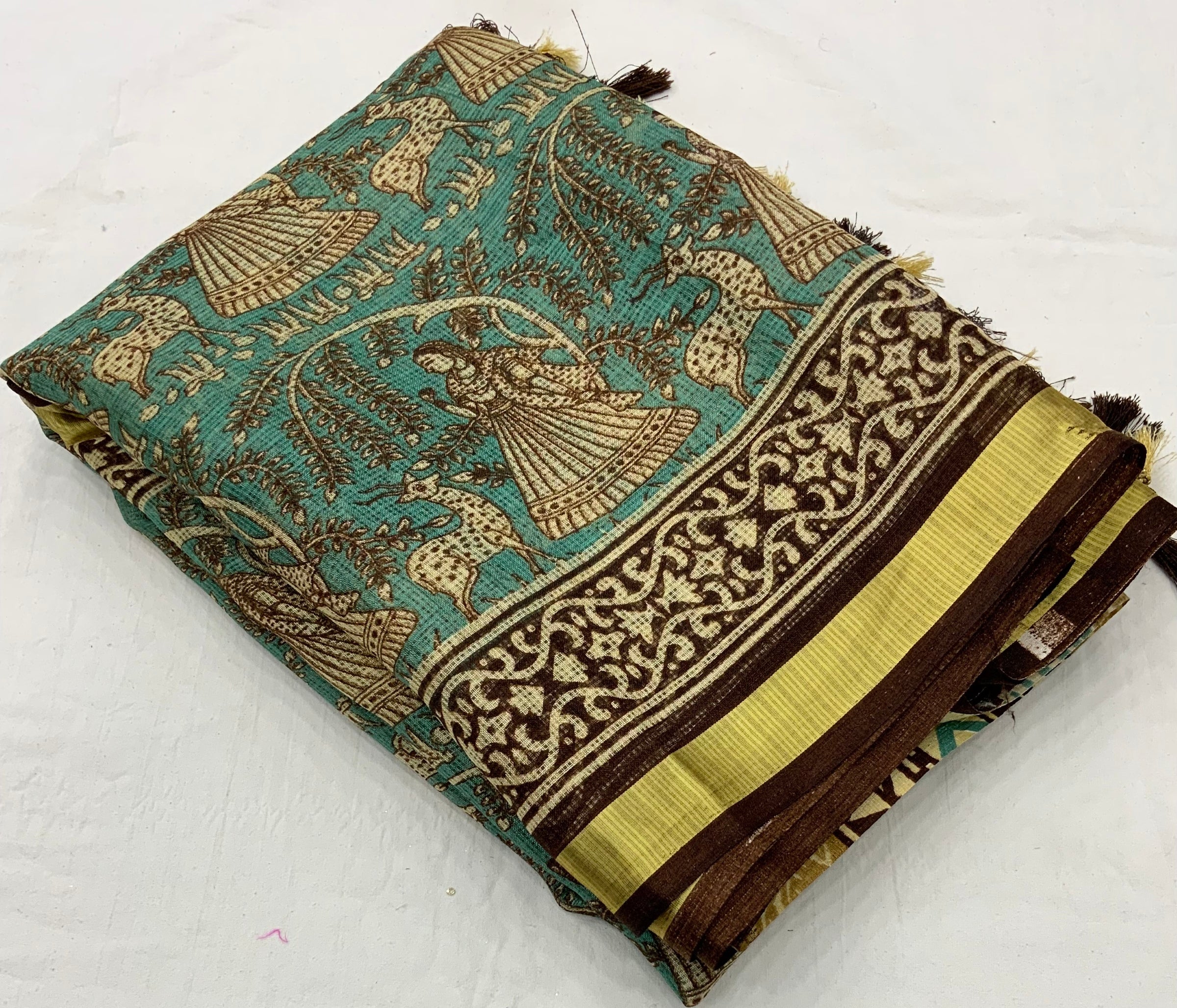 Elegant Women's Soft Kota Silk Printed Saree with Weaving Pattu Border - Colorful Saree