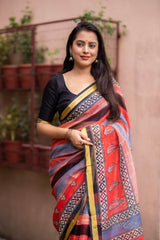 Elegantly Crafted Kota Silk Saree for Women: Luxuriously Soft, Exquisitely Printed, and Embellished with a Weaving Pattu Border - Colorful Saree