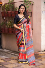 Elegantly Crafted Kota Silk Saree for Women: Luxuriously Soft, Exquisitely Printed, and Embellished with a Weaving Pattu Border - Colorful Saree