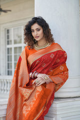 Extraordinary Red Zari Weaving Banarasi Silk Wedding Wear Saree - Colorful Saree