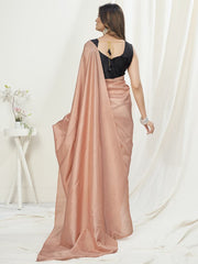 Flamingo Pink Ready to Wear One Minute Saree In Satin Silk - Colorful Saree