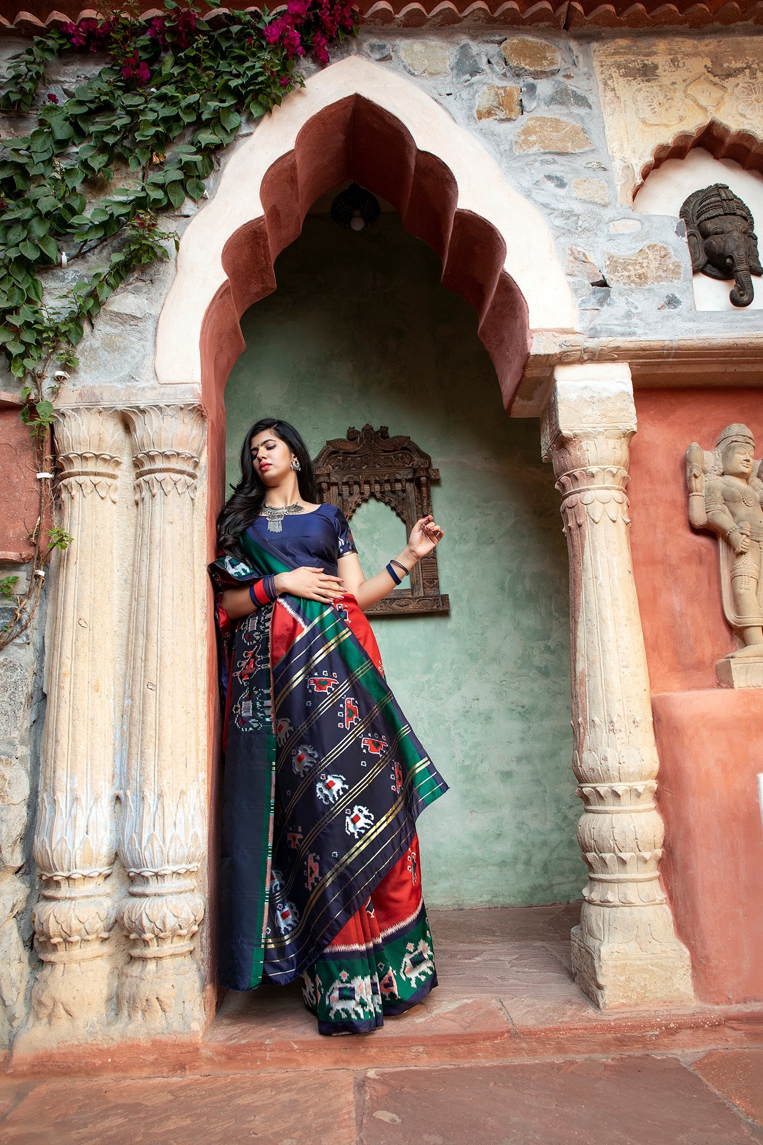 Gorgeous Brick Red Patola Silk Saree - Colorful Saree