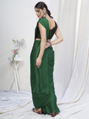 Grass Green Ready to Wear One Minute Lycra Saree - Colorful Saree