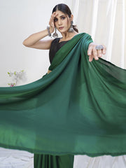 Grass Green Ready to Wear One Minute Lycra Saree - Colorful Saree