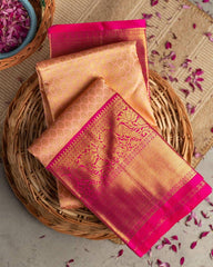 Tremendous Peach Soft Banarasi Silk Saree With Evocative Blouse Piece - Colorful Saree