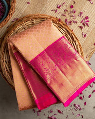 Tremendous Peach Soft Banarasi Silk Saree With Evocative Blouse Piece - Colorful Saree